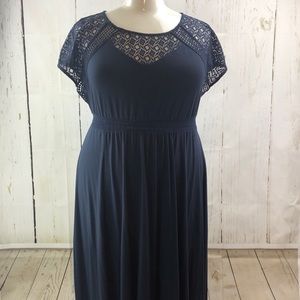 Torrid Navy Sheer Lace Yoke Maci Dress